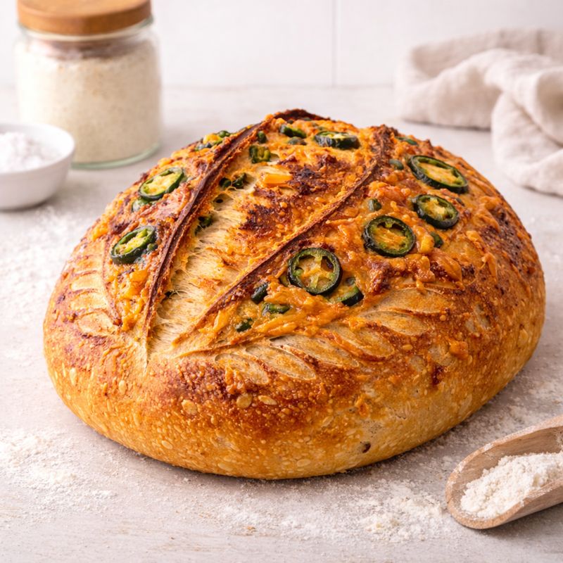 Cheddar Jalapeño Sourdough Loaf
